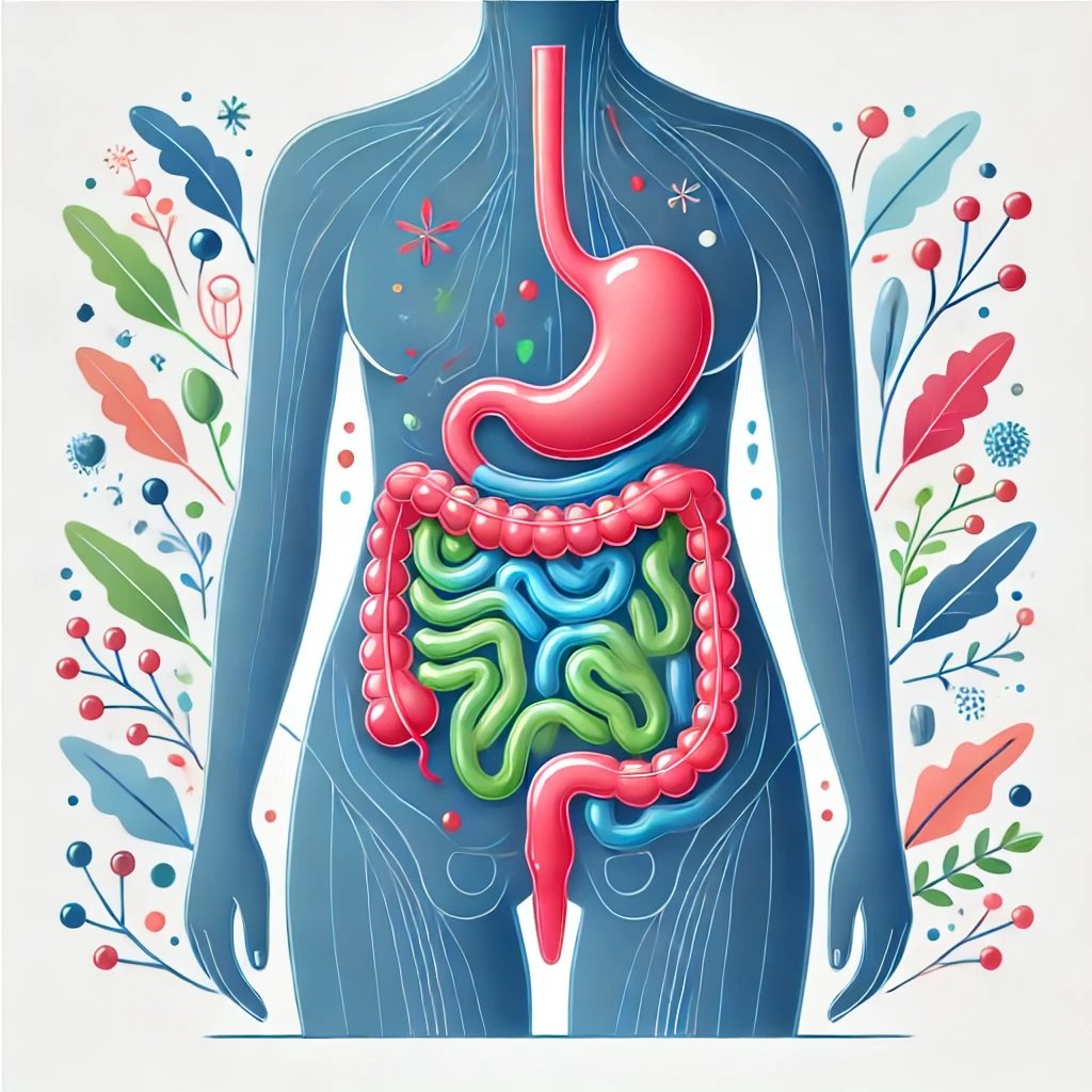 Diarrea crónica: ilustración del estómago, el intestino delgado y el colon, donde se busca el origen