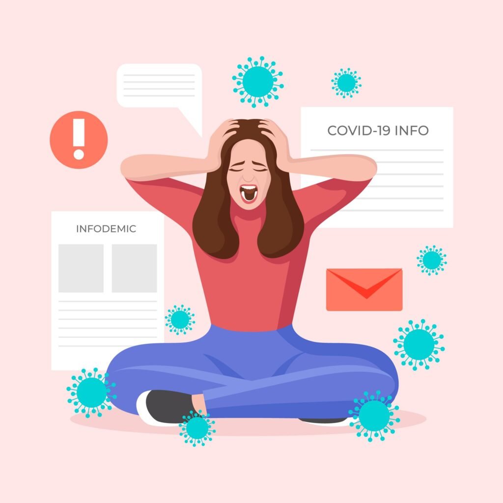 Chica con estrés y sistema inmune agobiado