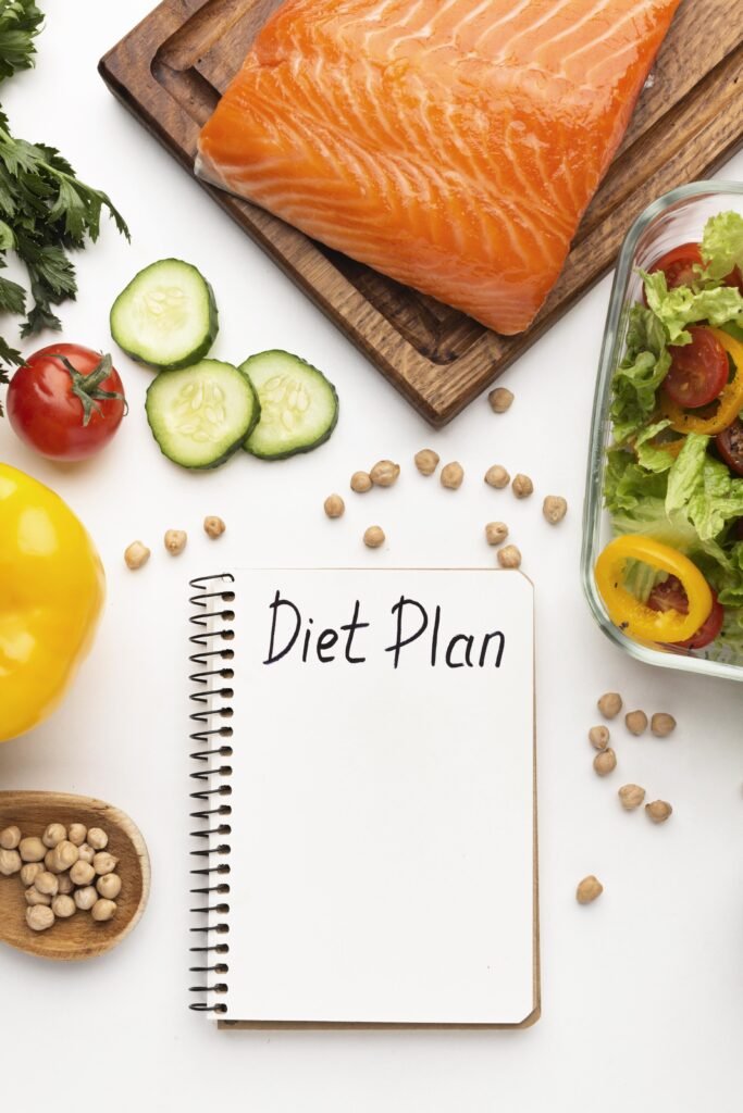 meal planning notepad food arrangement