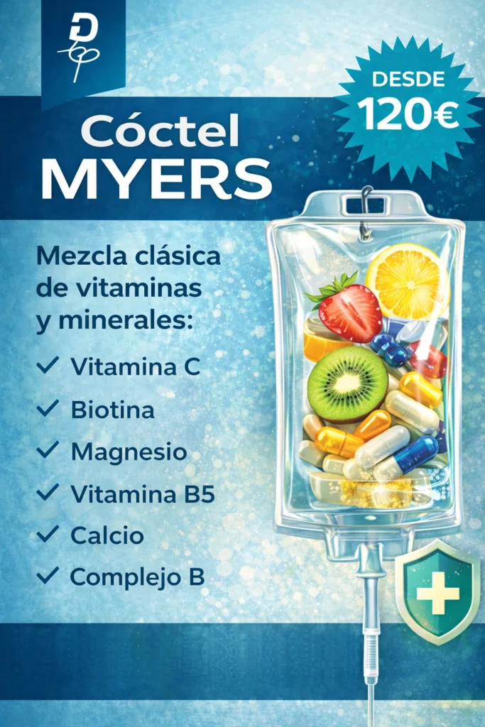Sueroterapia Pamplona 3 Cóctel Myers de sueroterapia: gotero con vitaminas y minerales, desde 120 €