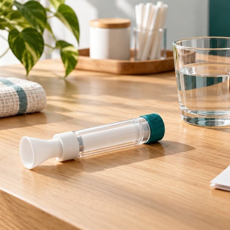 Pruebas y estudios digestivos 3 Tubo de recogida de aliento y vaso de agua para el test de aliento de Helicobacter pylori